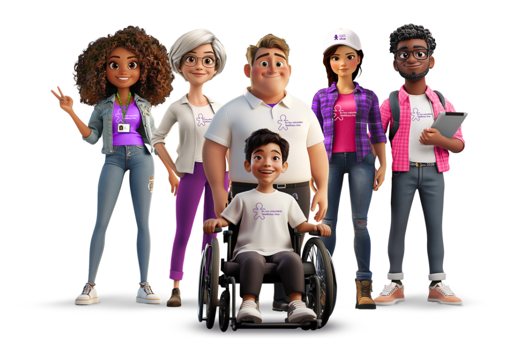 Ilustração de voluntários com as mãos unidas