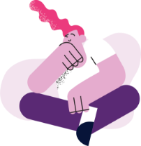 Ilustração de um homem sentado e pensativo